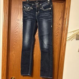 Big Star Blue Straight Leg Jeans with Classic Distressing